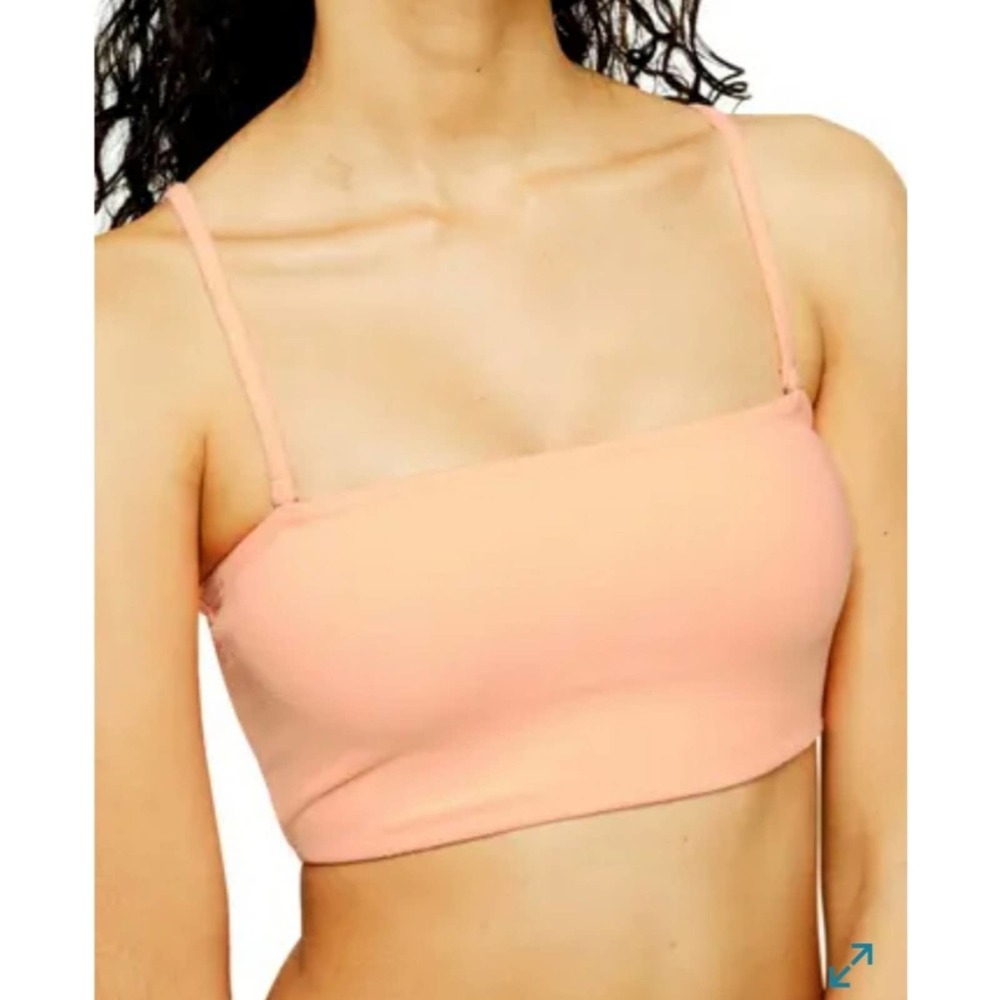 TOPSHOP Velour Bandeau Bikini Top 8 Peach